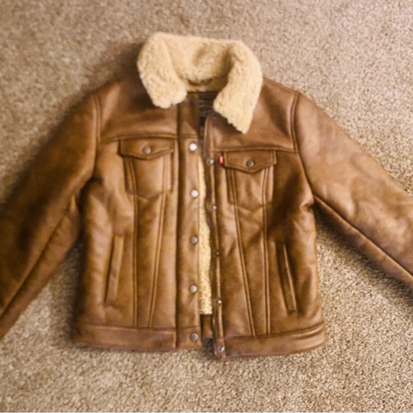 Tan Sherpa Faux Leather Type Jacket| Women Size S|NWT - Picture 5 of 6